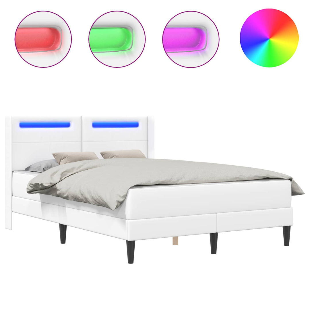 Sengeramme med madras Hvid 140 x 190 cm Kunstlæder