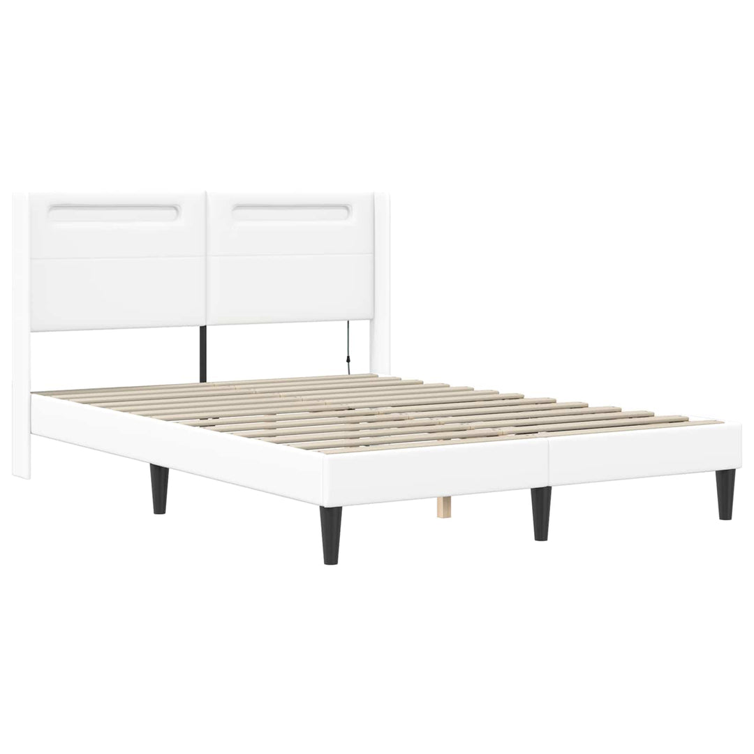 Sengeramme med madras Hvid 140 x 200 cm Kunstlæder