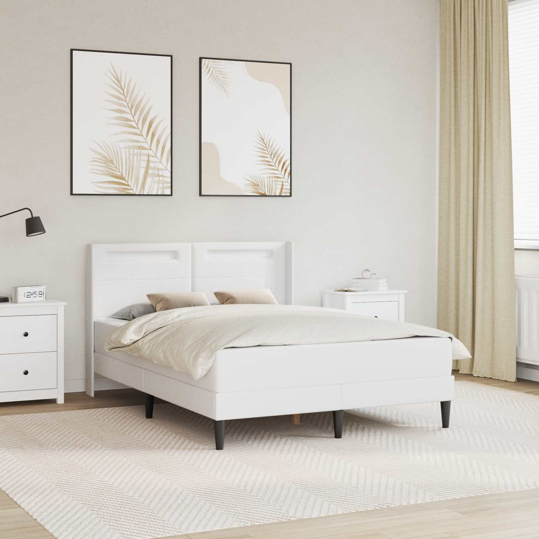 Sengeramme med madras Hvid 160 x 200 cm Kunstlæder