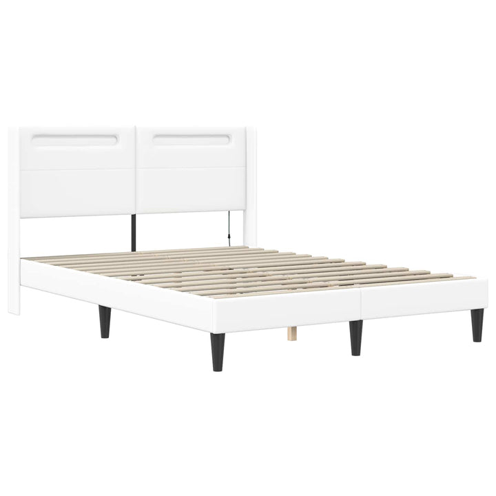 Sengeramme med madras Hvid 160 x 200 cm Kunstlæder