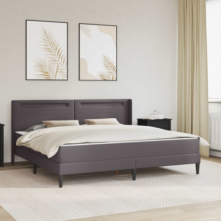 Sengeramme med madras Grå 180 x 200 cm Kunstlæder