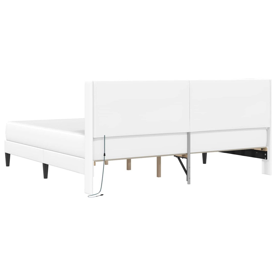 Sengeramme med madras Hvid 180 x 200 cm Kunstlæder