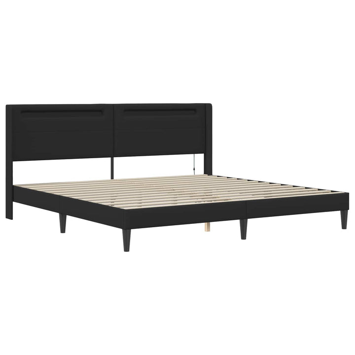 Sengeramme med madras Sort 200 x 200 cm Kunstlæder