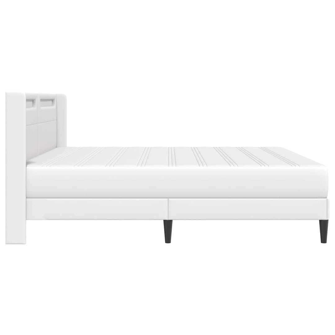 Sengeramme med madras Hvid 200 x 200 cm Kunstlæder