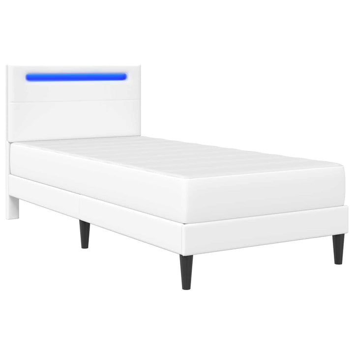 Sengestel med LED-lysstrimler Hvid 80 x 200 cm Kunstlæder
