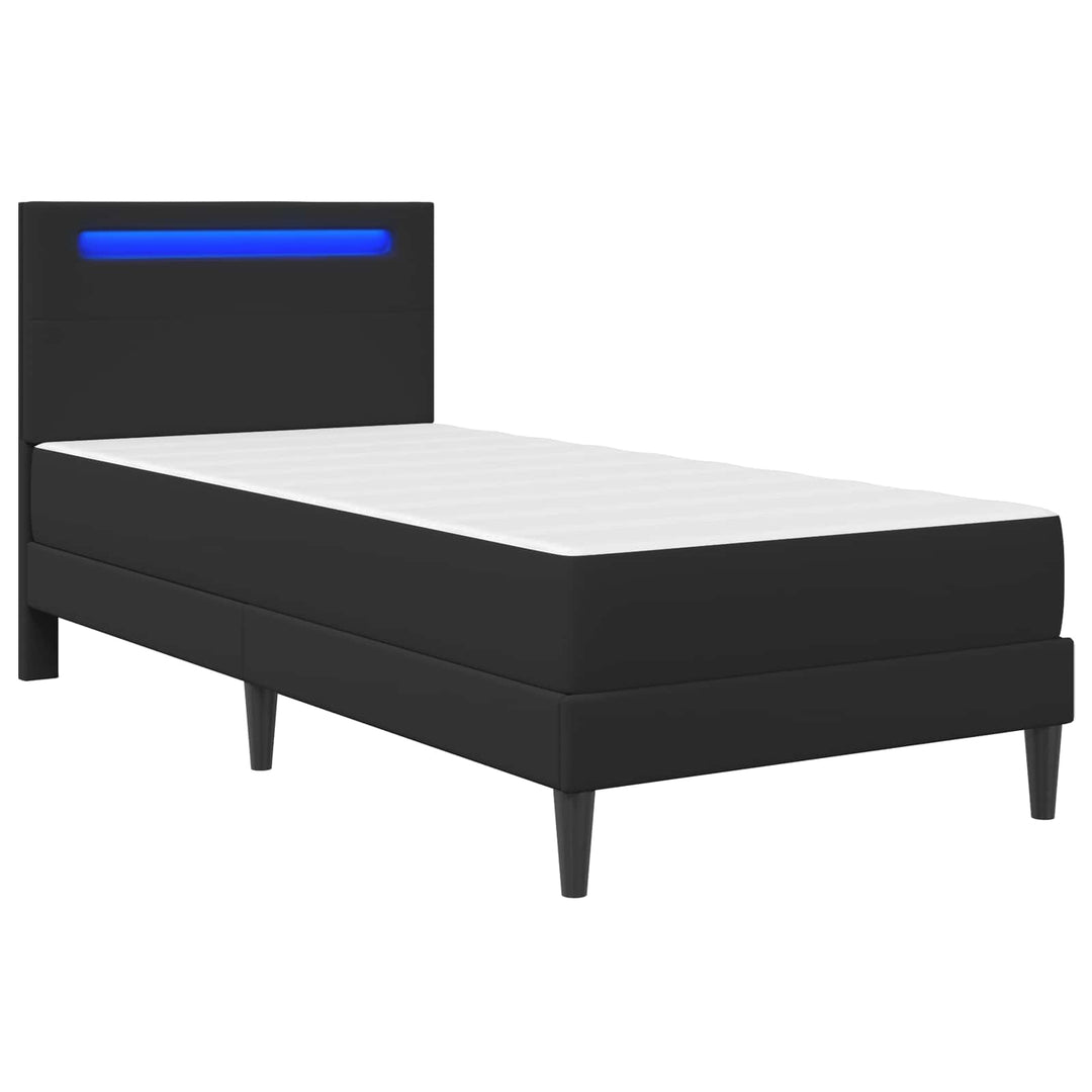 Sengestel med LED-lysstrimler Sort 100 x 200 cm Kunstlæder