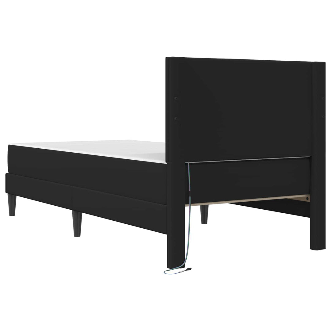 Sengestel med LED-lysstrimler Sort 100 x 200 cm Kunstlæder