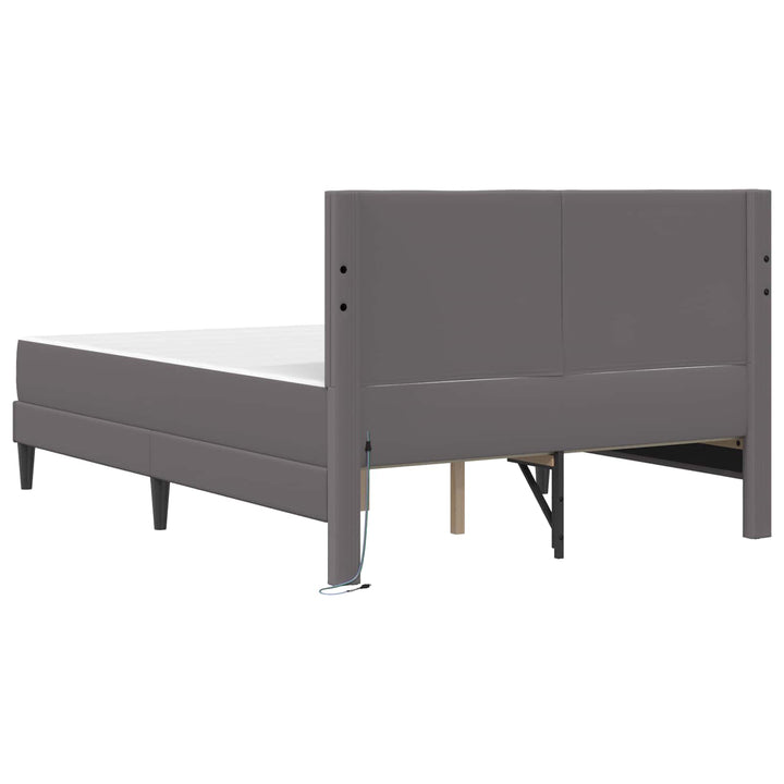 Sengestel med LED-lysstrimler Grå 120 x 190 cm Kunstlæder