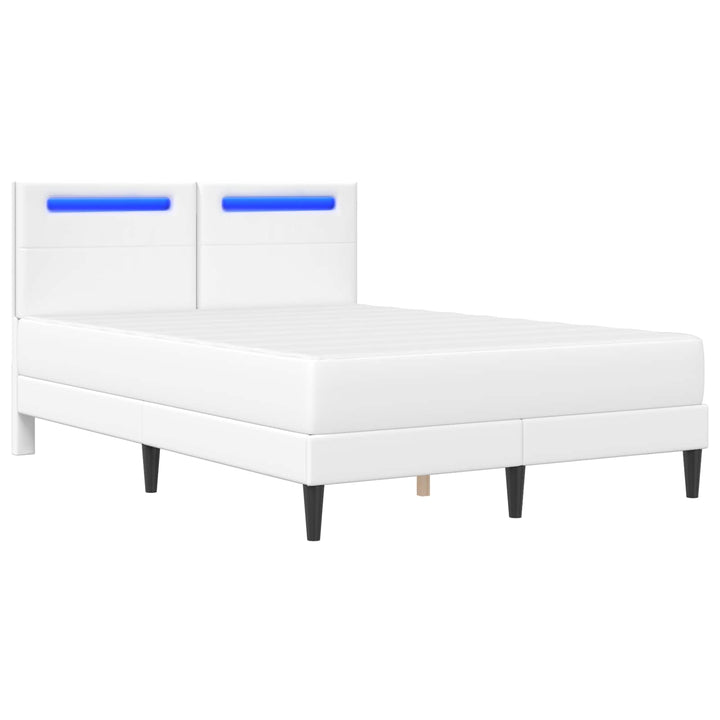 Sengestel med LED-lysstrimler med hovedgærde 2 pcs Kunstlæder