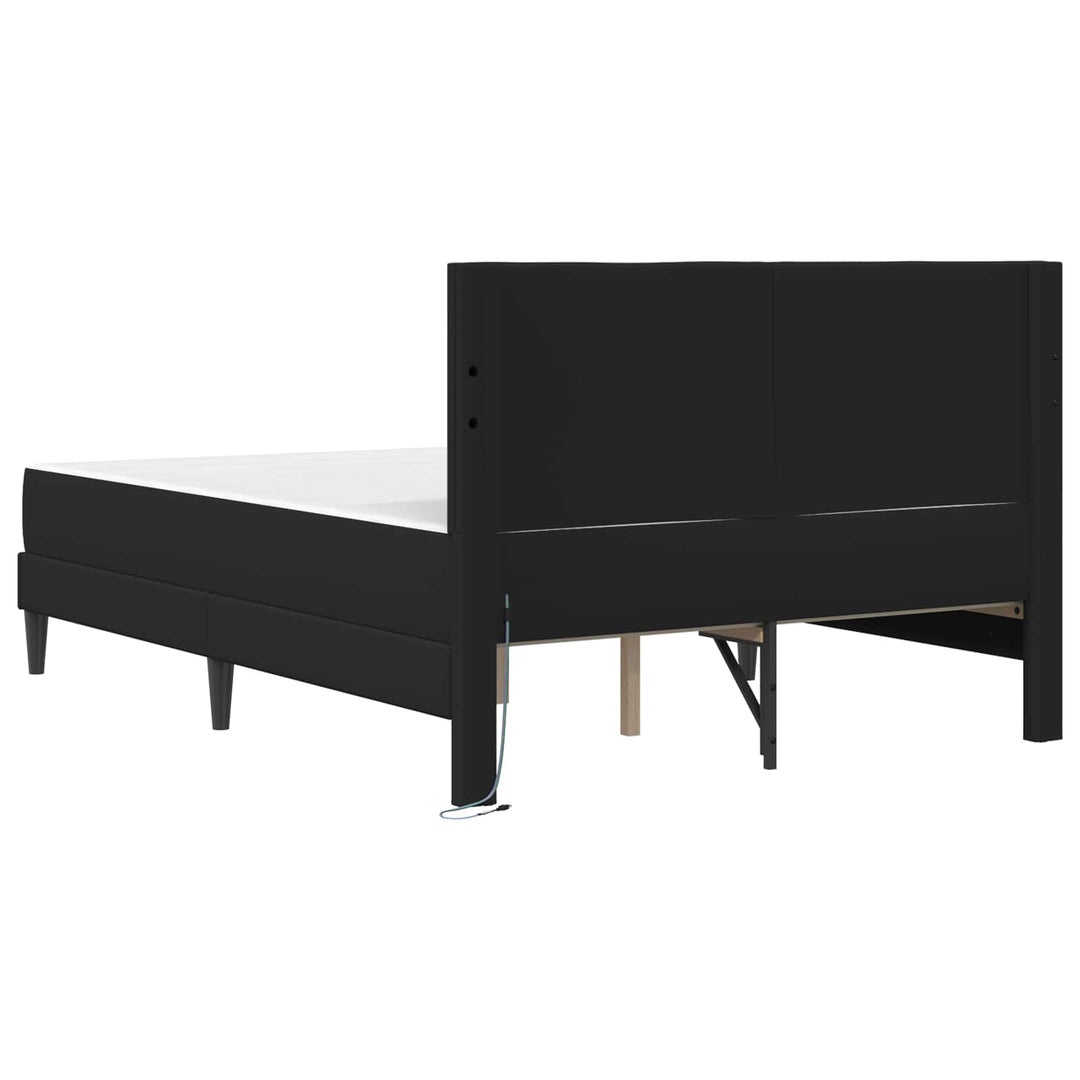 Sengestel med LED-lysstrimler Sort 120 x 200 cm Kunstlæder