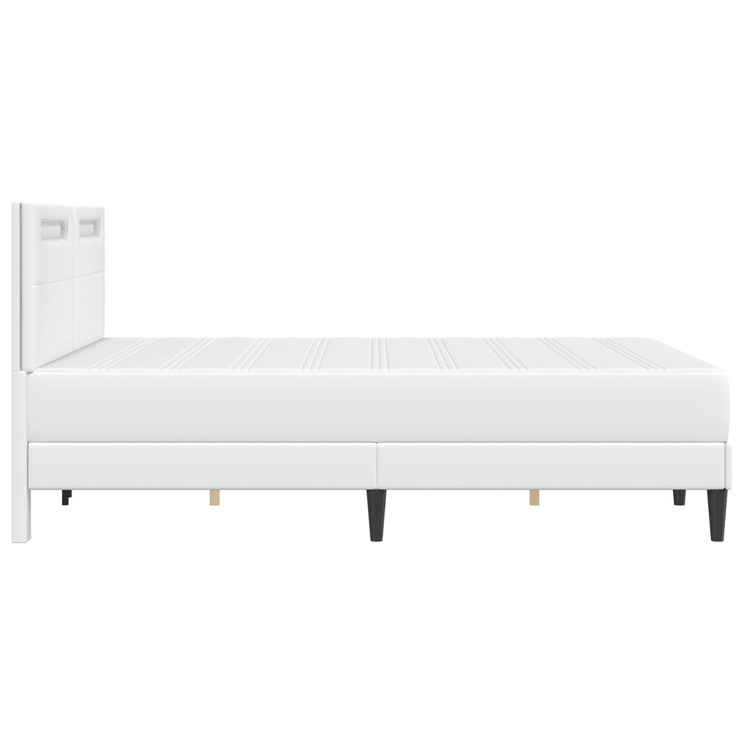 Sengestel med LED-lysstrimler Hvid 120 x 200 cm Kunstlæder