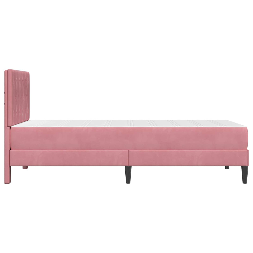 Sengeramme med madras med hovedgærde Lyserød 100 x 200 cm Fløjl