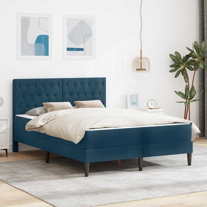 Sengeramme med madras vidaXL Blå Blå 120 x 190 cm Fløjl