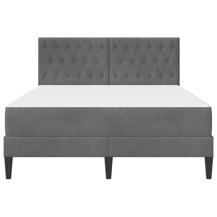 Sengeramme med madras Mørkegrå 140 x 190 cm Fløjl