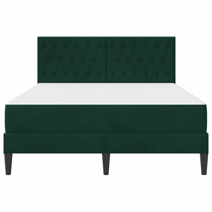 Sengeramme med madras Mørkegrøn 140 x 190 cm Fløjl