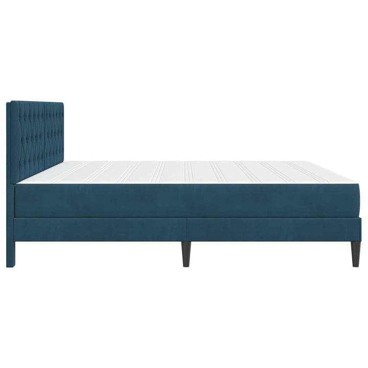 Sengeramme med madras med hovedgærde Blå 200 x 200 cm Fløjl