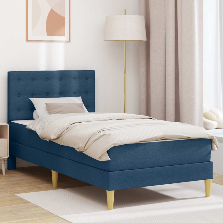 Sengeramme med madras med hovedgærde Blå 90 x 200 cm Stof