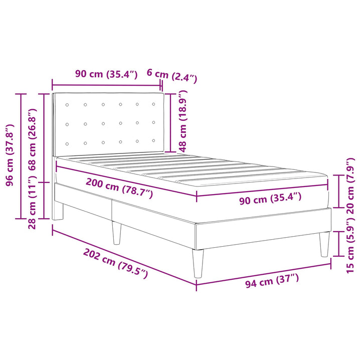 Sengeramme med madras med hovedgærde Blå 90 x 200 cm Stof