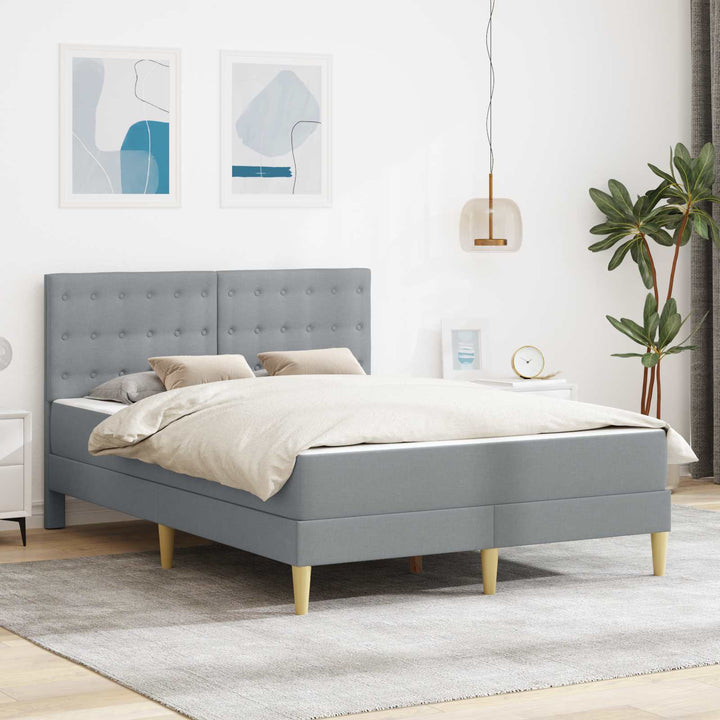Sengeramme med madras med hovedgærde Lysegrå 120 x 190 cm Stof