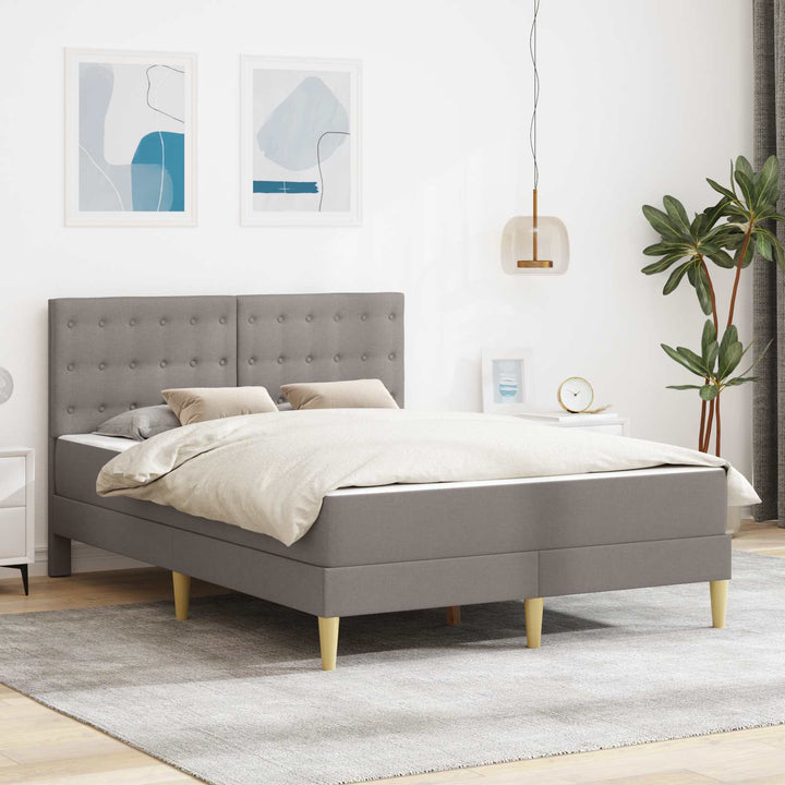 Sengeramme med madras med hovedgærde Gråbrun 120 x 190 cm Stof