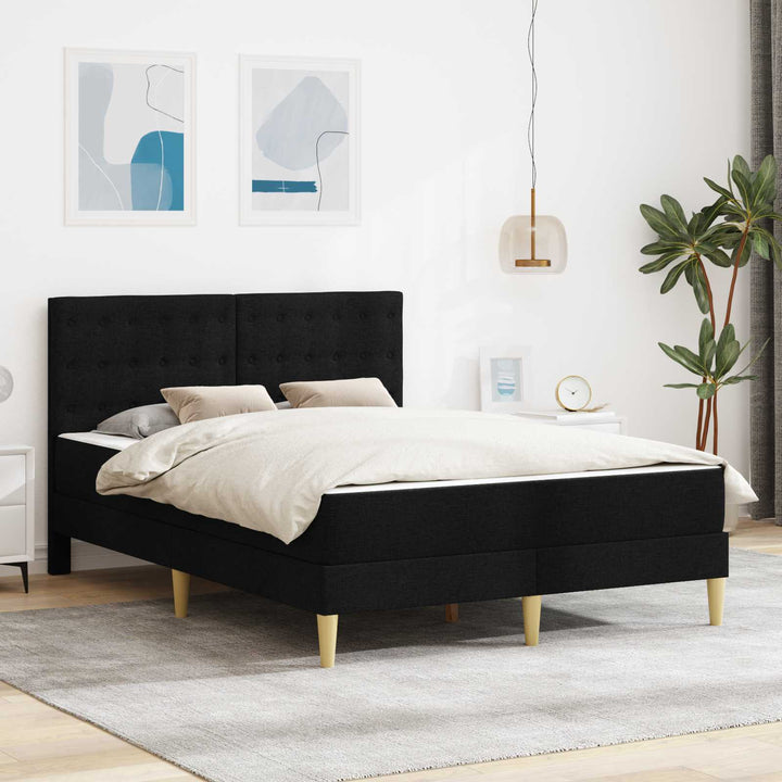 Sengeramme med madras med hovedgærde Sort 120 x 200 cm Stof
