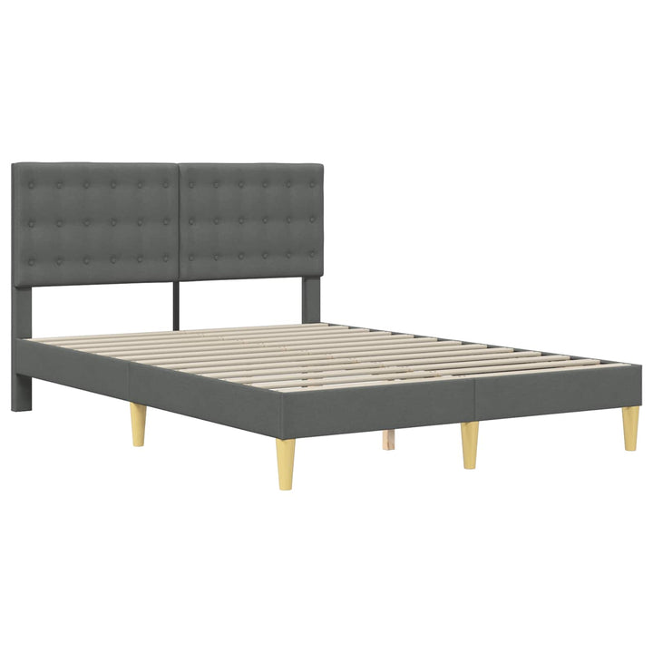 Sengeramme med madras med hovedgærde Mørkegrå 140 x 190 cm Stof