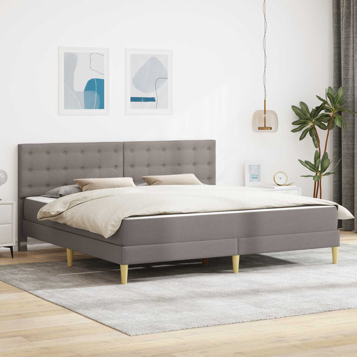 Sengeramme med madras med hovedgærde Gråbrun 200 x 200 cm Stof