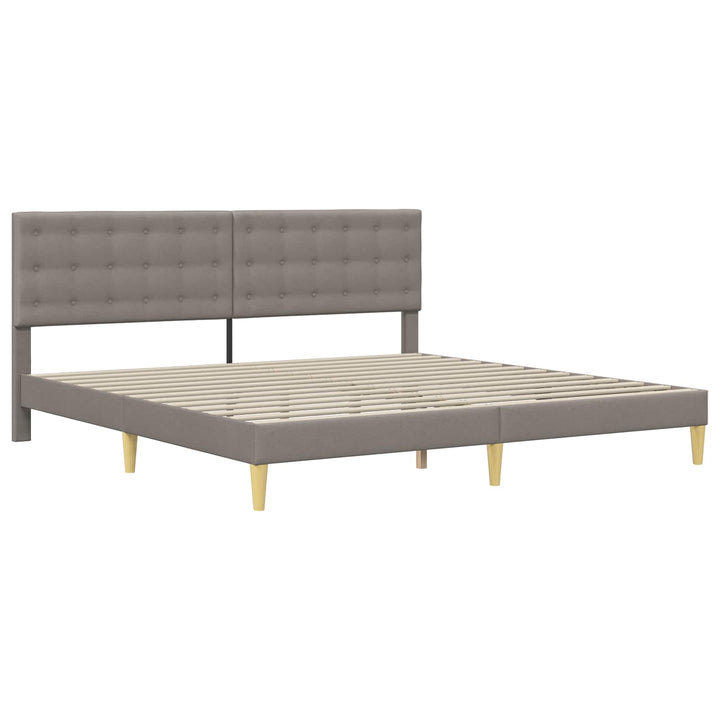 Sengeramme med madras med hovedgærde Gråbrun 200 x 200 cm Stof