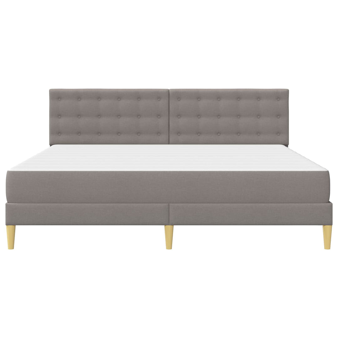 Sengeramme med madras med hovedgærde Gråbrun 200 x 200 cm Stof