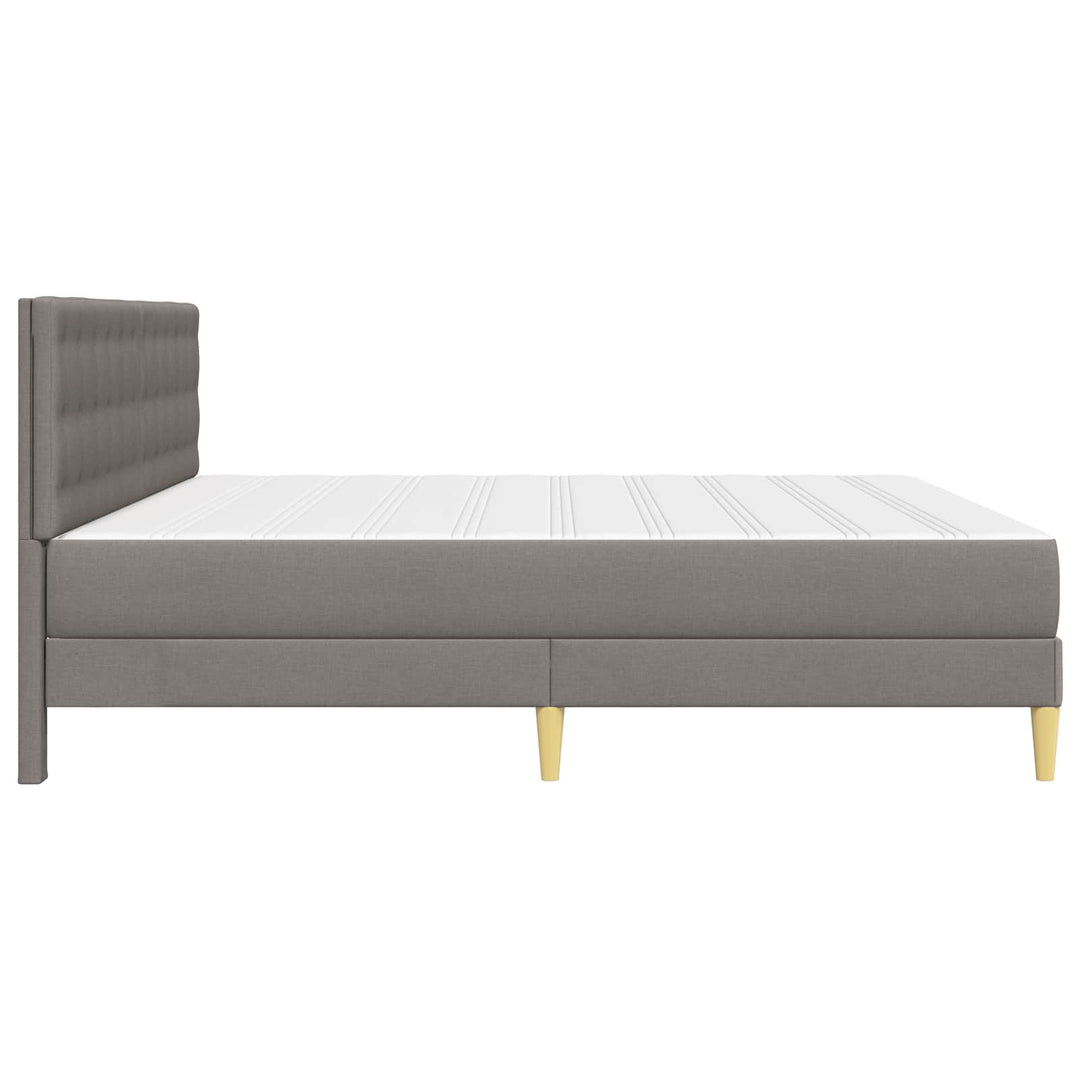 Sengeramme med madras med hovedgærde Gråbrun 200 x 200 cm Stof