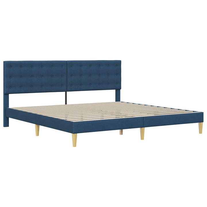 Sengeramme med madras med hovedgærde Blå 200 x 200 cm Stof
