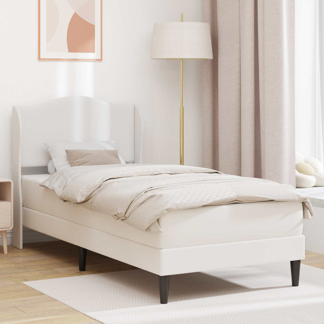 Sengestel med hovedgærde Hvid 90 x 190 cm Kunstlæder