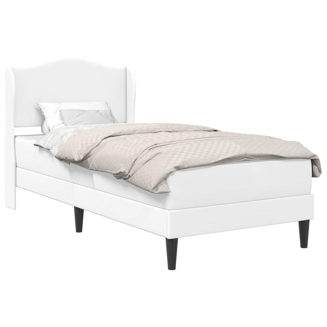 Sengestel med hovedgærde Hvid 90 x 190 cm Kunstlæder