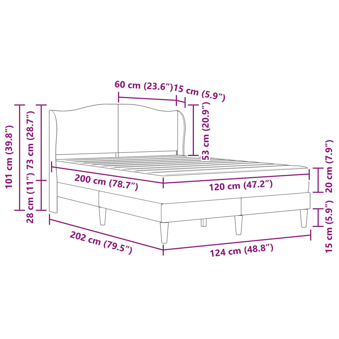 Sengestel med hovedgærde Sort 120 x 200 cm Kunstlæder