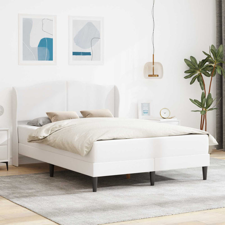 Sengestel med hovedgærde Hvid 120 x 200 cm Kunstlæder