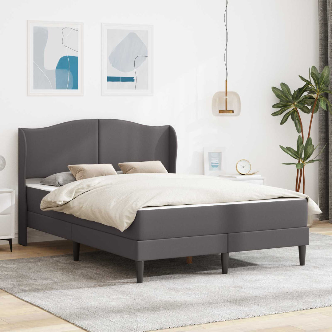 Sengestel med hovedgærde Grå 140 x 200 cm Kunstlæder