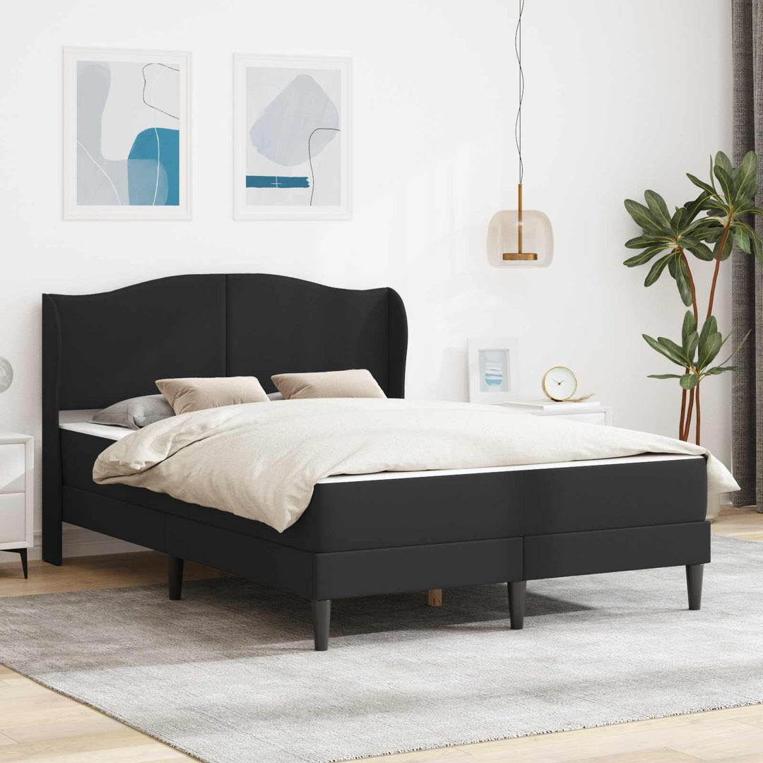 Sengestel med hovedgærde Sort 140 x 200 cm Kunstlæder