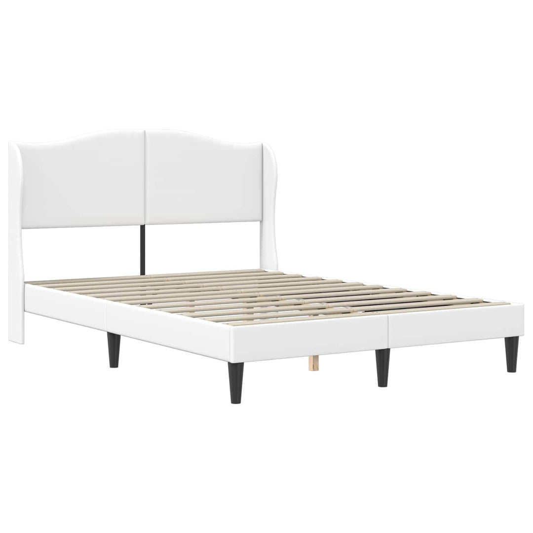Sengestel med hovedgærde Hvid 140 x 200 cm Kunstlæder