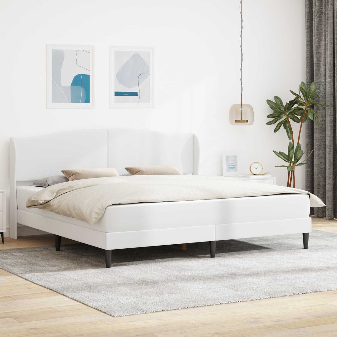 Sengestel med hovedgærde Hvid 200 x 200 cm Kunstlæder