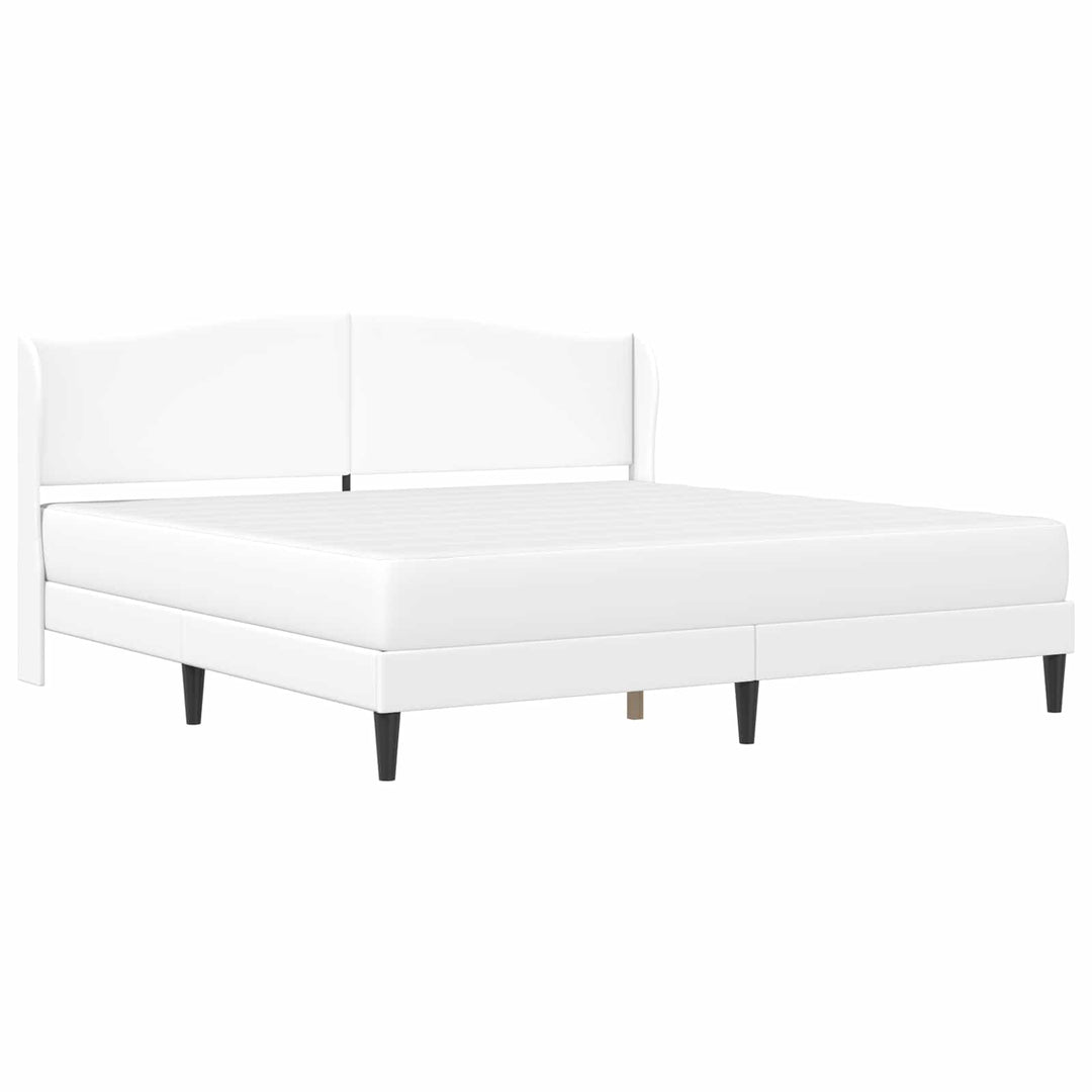 Sengestel med hovedgærde Hvid 200 x 200 cm Kunstlæder