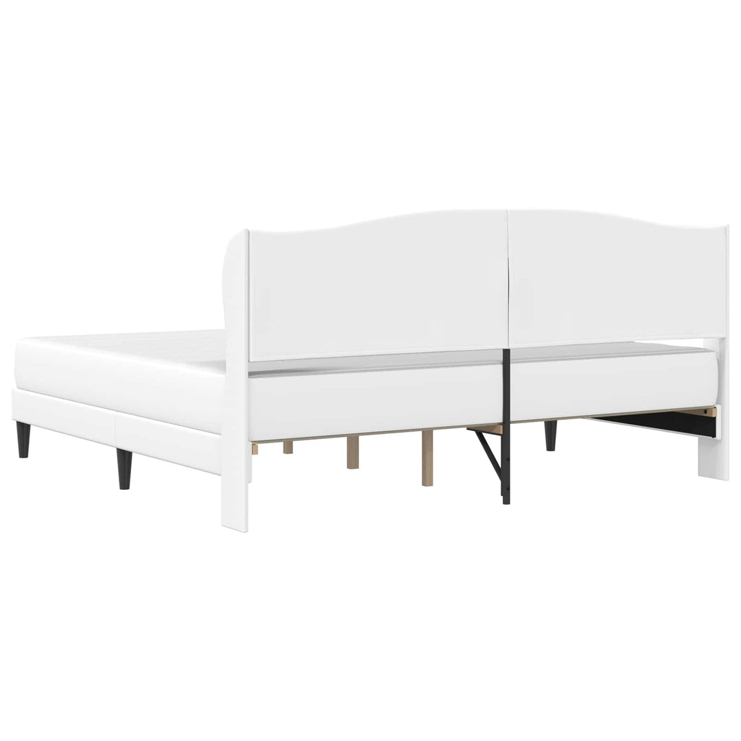 Sengestel med hovedgærde Hvid 200 x 200 cm Kunstlæder