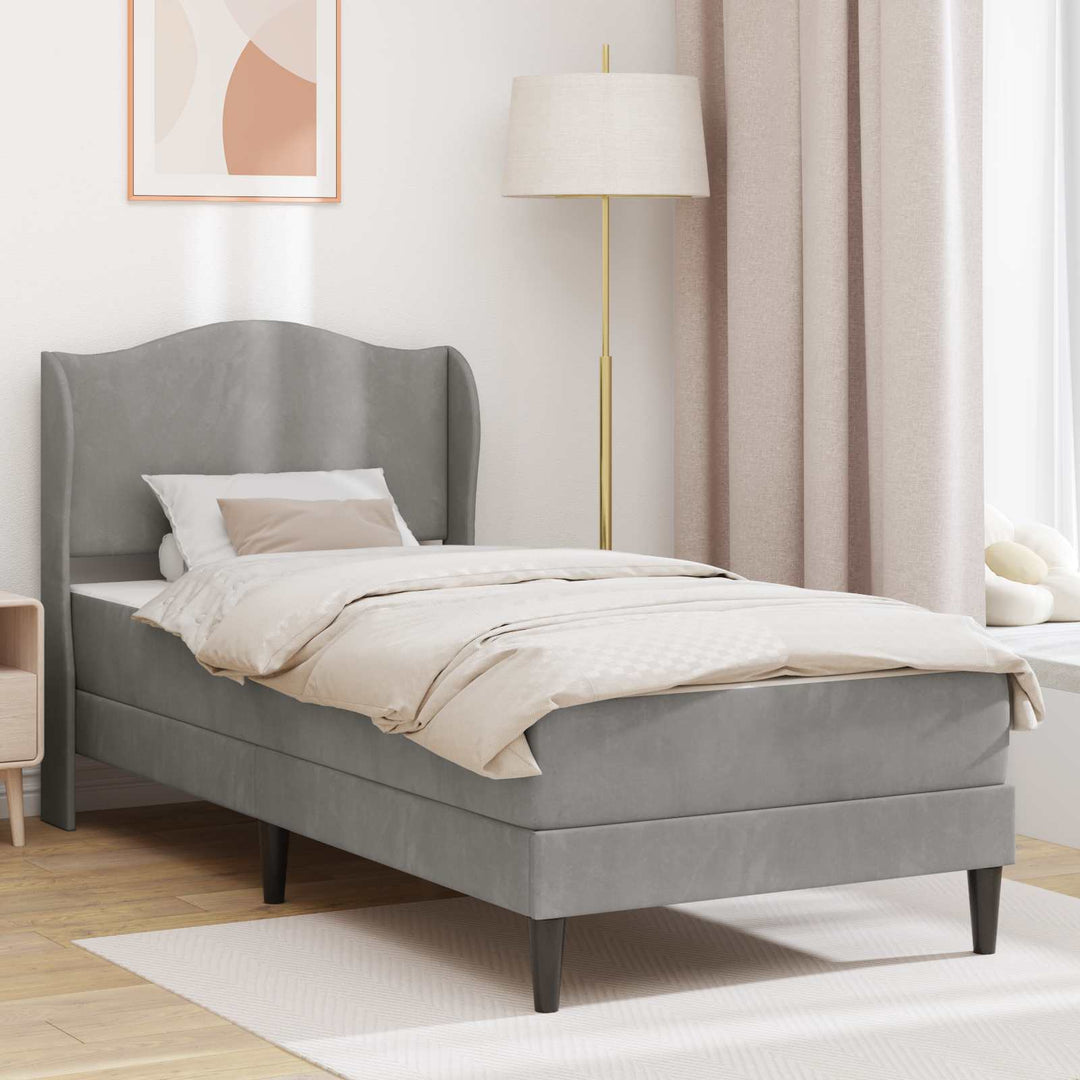 Sengestel med hovedgærde Lysegrå 90 x 200 cm Fløjl
