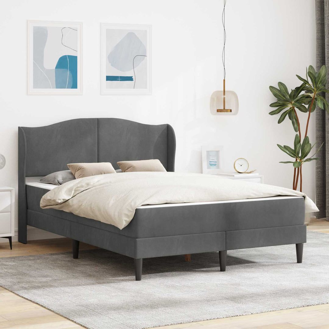 Sengestel med hovedgærde Mørkegrå 120 x 200 cm Fløjl
