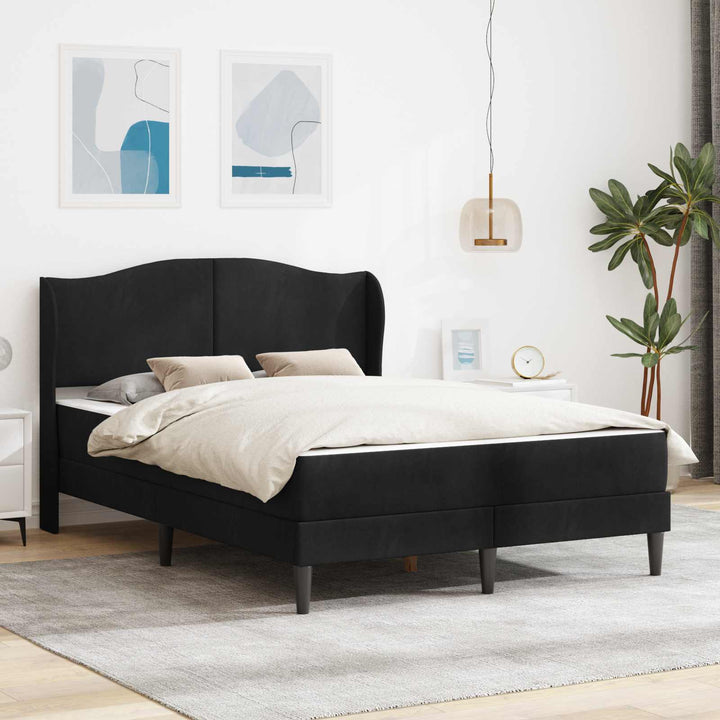 Sengestel med hovedgærde Sort 120 x 200 cm Fløjl