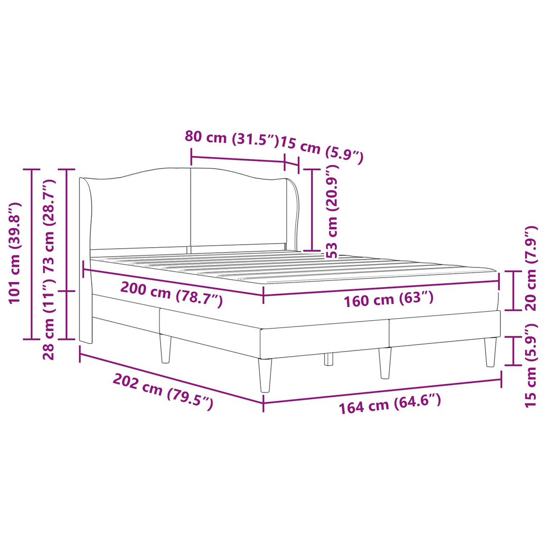 Sengestel med hovedgærde Mørkegrøn 160 x 200 cm Fløjl
