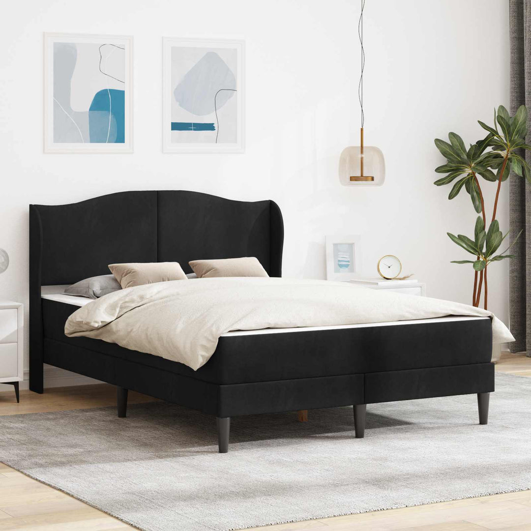 Sengestel med hovedgærde Sort 160 x 200 cm Fløjl