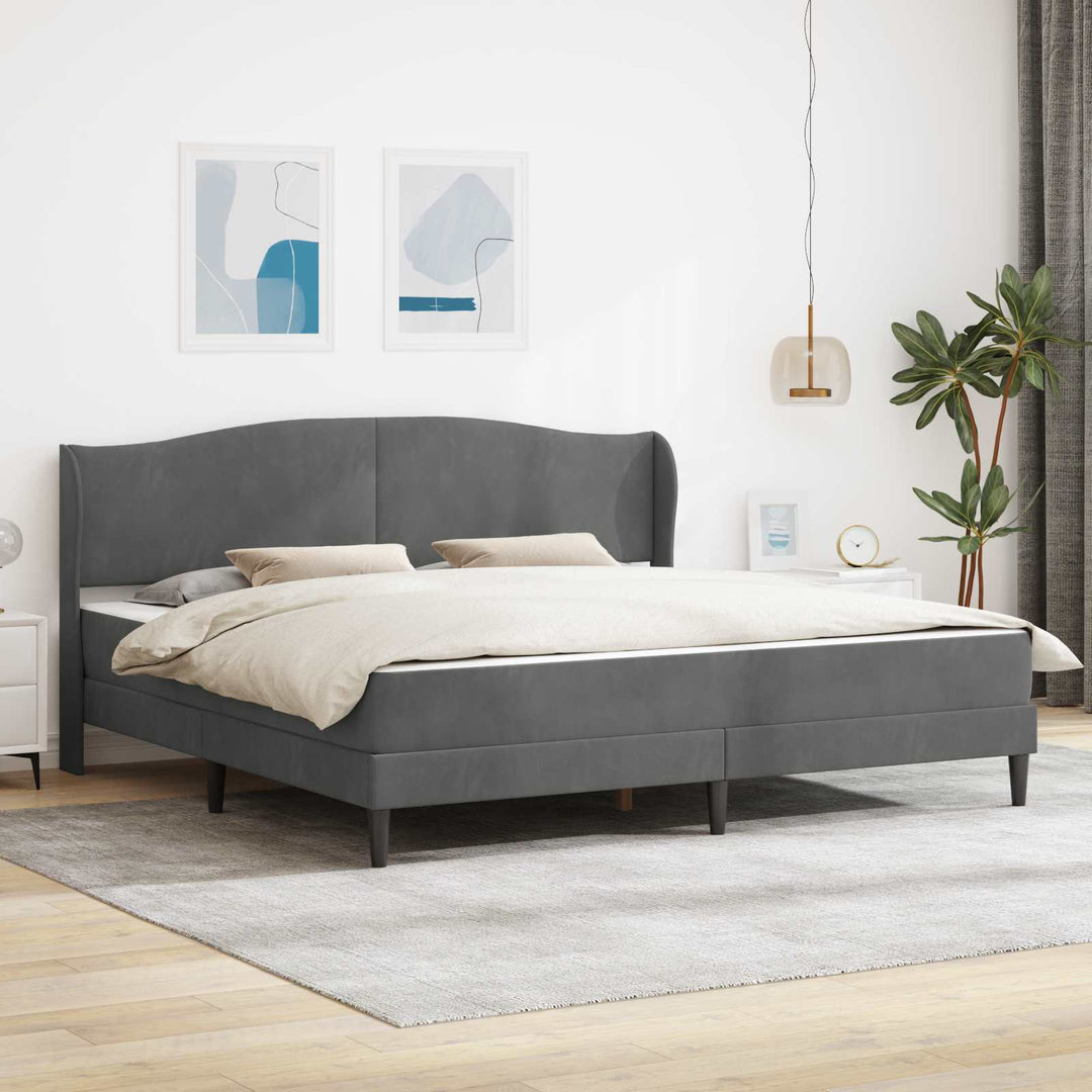 Sengestel med hovedgærde Mørkegrå 180 x 200 cm Fløjl