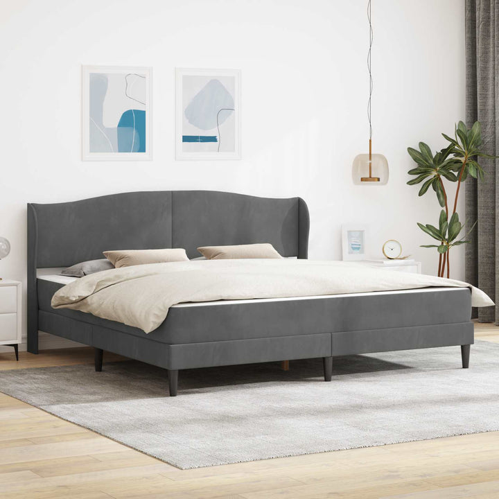 Sengestel med hovedgærde Mørkegrå 180 x 200 cm Fløjl