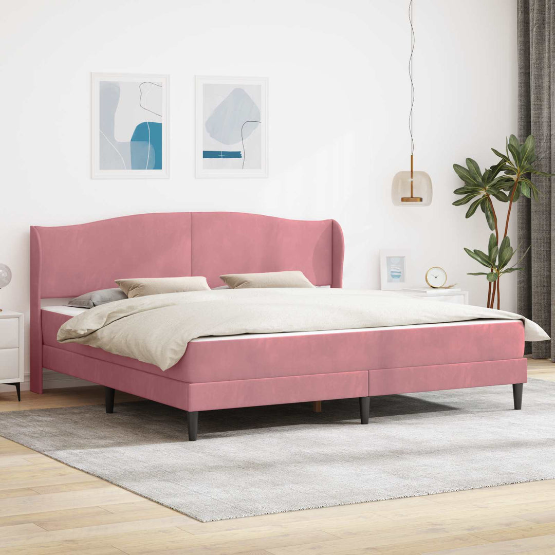 Sengestel med hovedgærde Lyserød 180 x 200 cm Fløjl