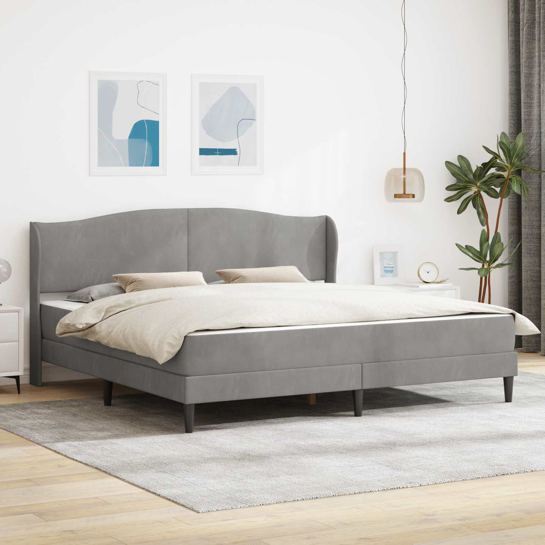 Sengestel med hovedgærde Lysegrå 200 x 200 cm Fløjl
